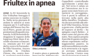 Volleybas e Rizzi vanno alla grande. Friultex in apnea
